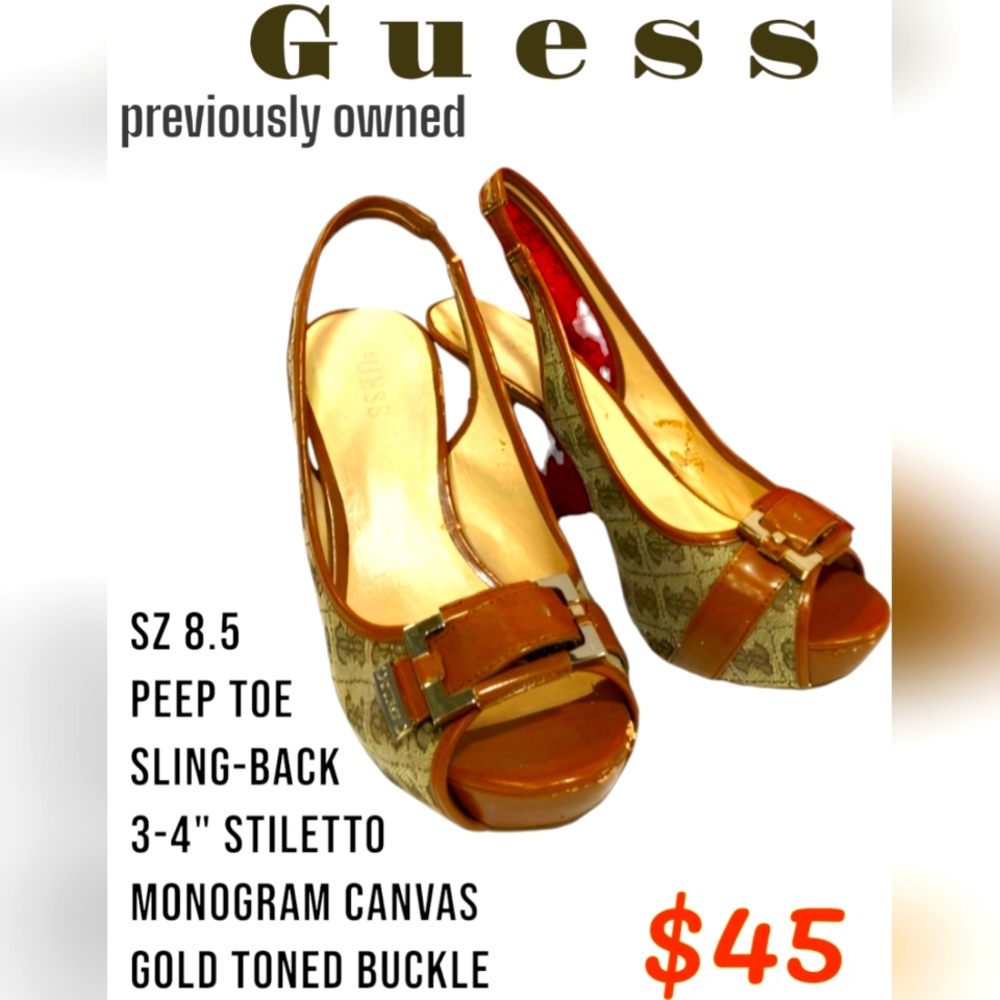 Guess brown and grey stilettos with buckle detail